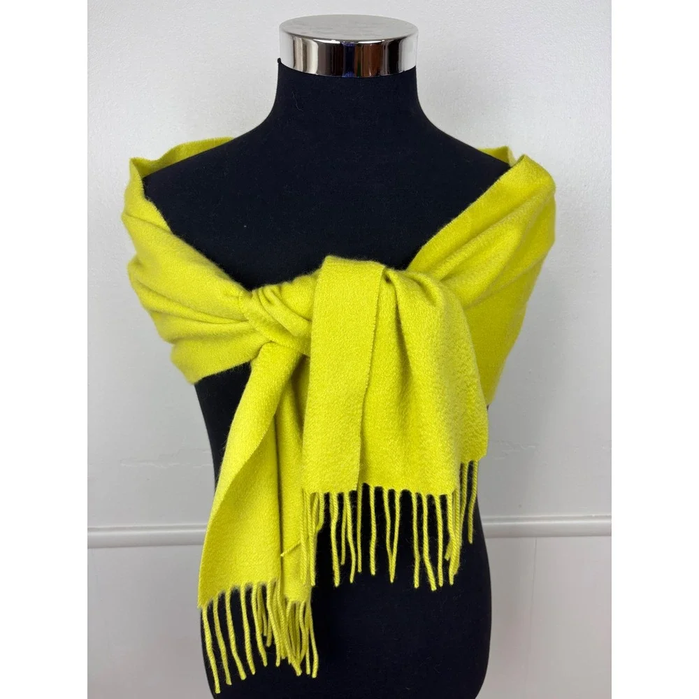 Charter Club Luxury Cashmere Scarf Fringed Green Rectangular Cozy Warm Soft